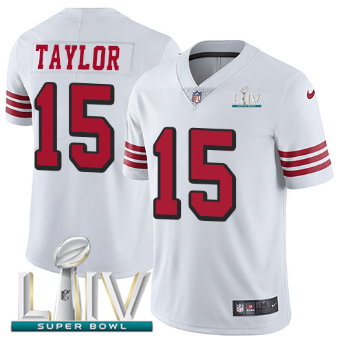 San Francisco 49ers Nike 15 Trent Taylor White Super Bowl LIV 2020 Rush Men Stitched NFL Vapor Untouchable Limited Jersey